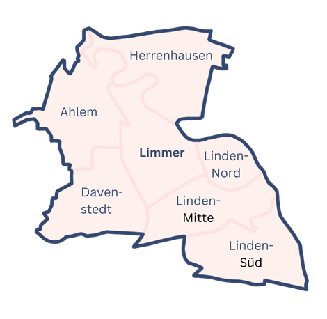 Karte vom Einzugsgebiet der Dogwalking Gruppe