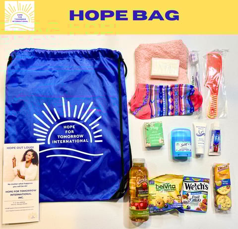 Hope bag featuring personal items