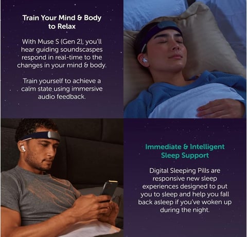 Headband Meditation Tracker and Monitor. Mind relaxation, mental health, wellness, fitness
