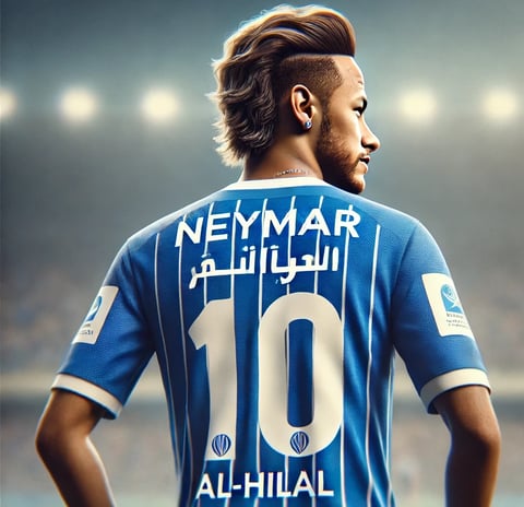 neymar com a camisa 10 do al-hilal olhando para o lado