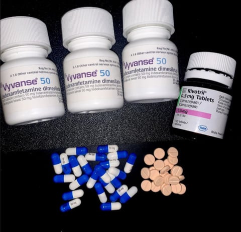 Vyvanse 50mg Clonazepam 0.5mg