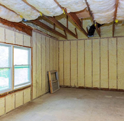 spray foam insulation inside bedroom in lakewood, colorado