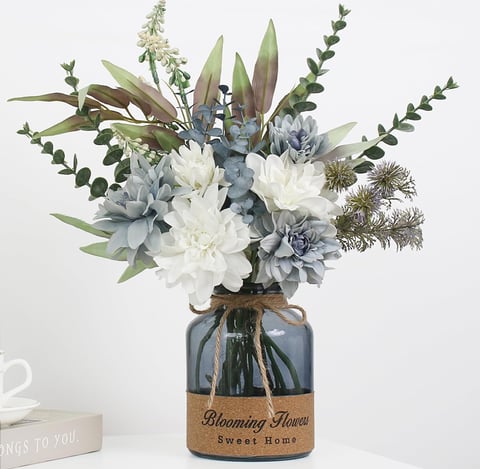 effortless charm to your kitchen island beautiful faux flowers in a vase