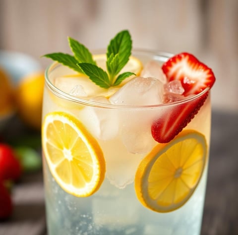 Sparkling Lemonade with fruit slices