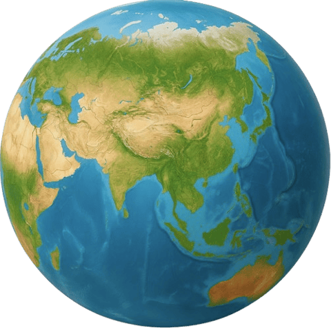Zoom on Asia with Vietnamese flags marking Vietnam on the world globe