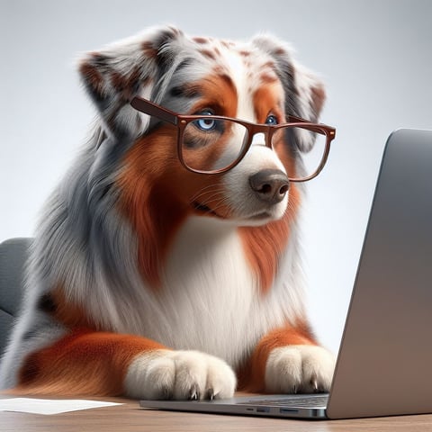 Pastor Australiano Ovejero leyendo el perriblog del mejor criadero de Bogota Pet  Lovers Criadero