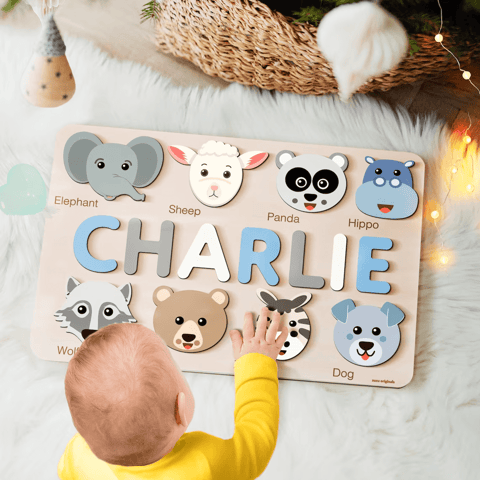 a baby's name on a wooden name board