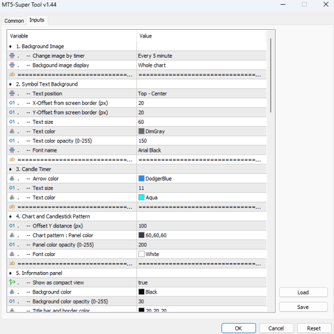 Change MT5 background settings