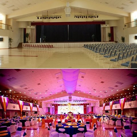 exemples de configuration d'espace pour DJ, pistes de danse, podiums.