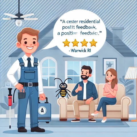 customer-testimonials-for-residential-pest-control-with-quote-bubbles-5-star-ratings-and-technician-in-warwick-ri