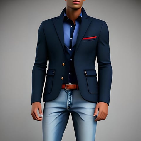 a man in a suit and a blue jeans