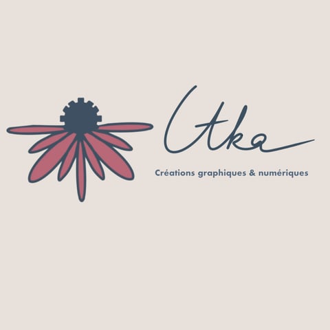 logo itkacreations : fleur d'échinacée et engrenage