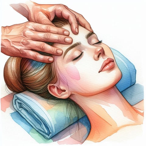 soin LaHoChi apposition des mains sur un visage de femme