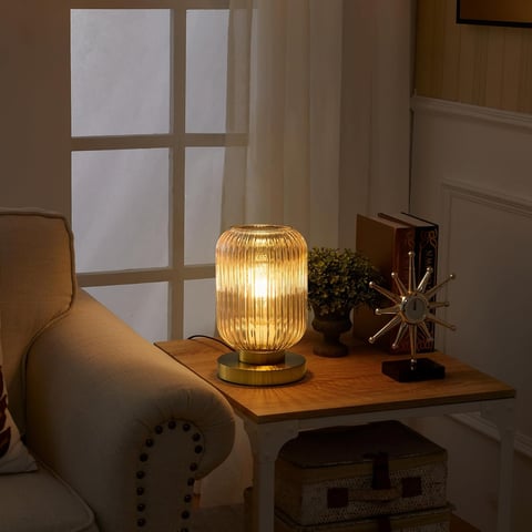 a lamp that is sitting on a table