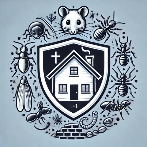 pest-control-protection-symbol-a-secure-home-with-pests-like-ants-termites-and-mice-outside-a-protective-shield-in-rhode-isla