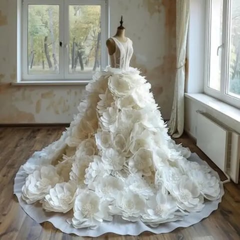 robe mariee floraux sur un mannequin