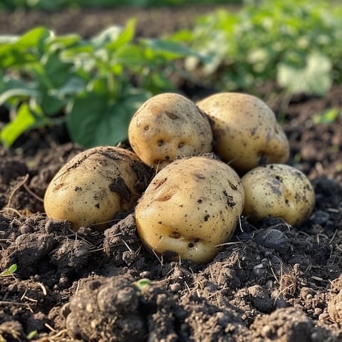 Freshly dug potatoes. Peter Pickering's farming life.