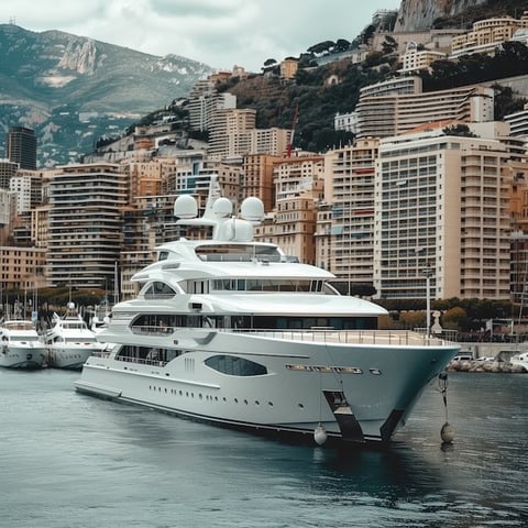 A 210' Superyacht in Monte Carlo - was it Peter Pickering's? No, not this one.