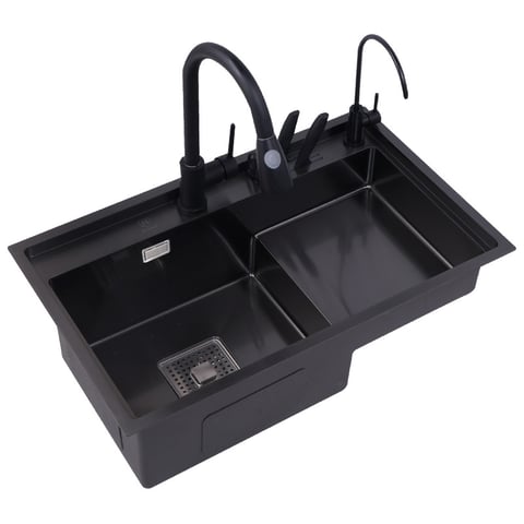 Nano Black handmade sink with Step