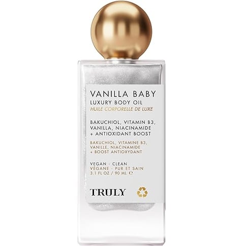 Truly Vanilla Baby Luxury Body Oil gold cap product bottle