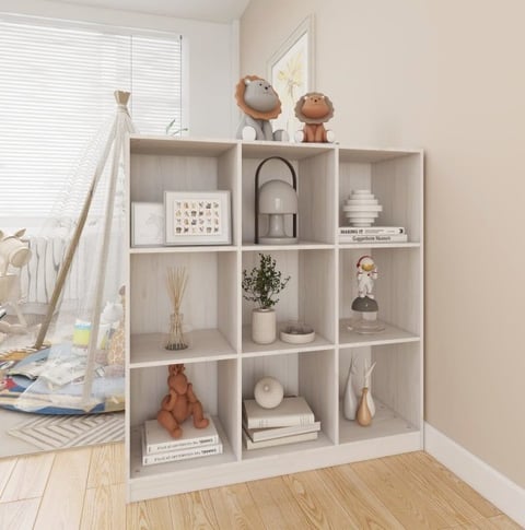 Bibliothèque séparateur de pièce en blanc 