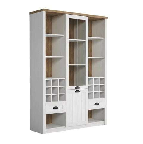 Vitrine Parma A148 blanche et bois lefkas 