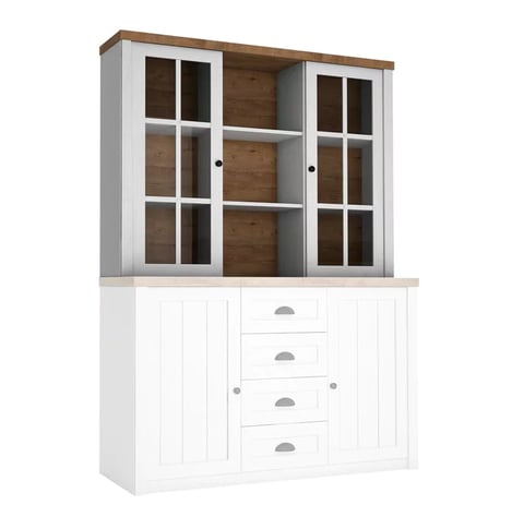 Vitrine Parma A134 blanche et bois lefkas et pin Anderson 