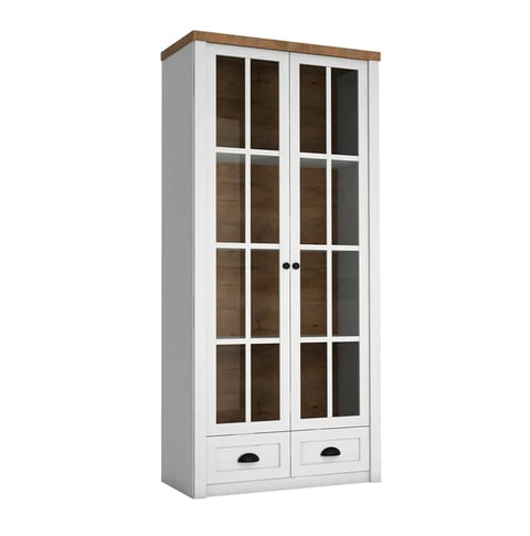 Vitrine Parma A137 blanche, bois lefkas et pin Anderson 