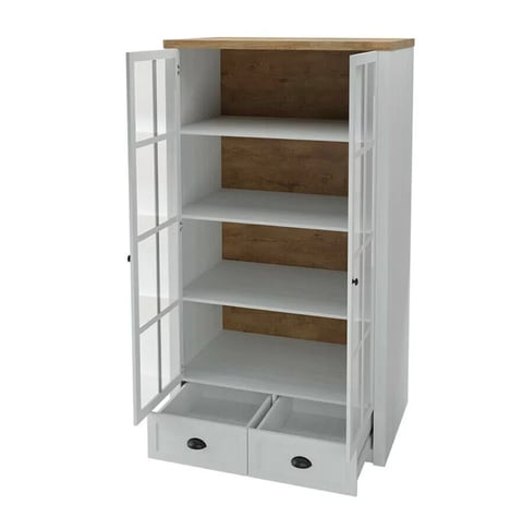Vitrine Parma A137 blanche, bois lefkas et pin Anderson 