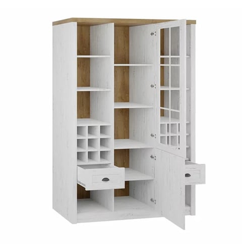 Vitrine Parma A148 blanche et bois lefkas 