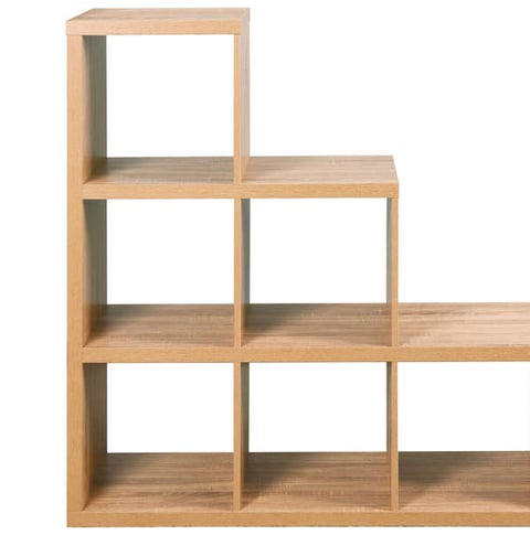 Bibliothèque alvin en escalier et en bois natruel