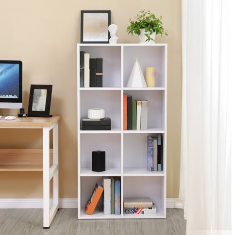 Bibliothèque à 8 casiers en blanc 
