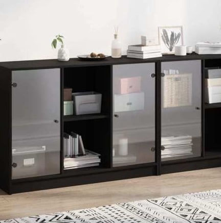 Bibliothèque noire avec portes 