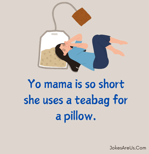 Yo mama is so small she uses a teabag for a pillow.