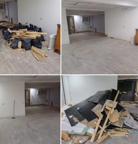 pictures of builders waste being cleared from a business in worcester