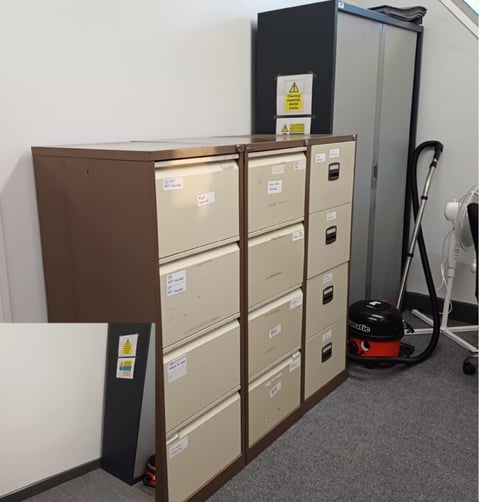 cabbinets removed from an office in the city of worcester