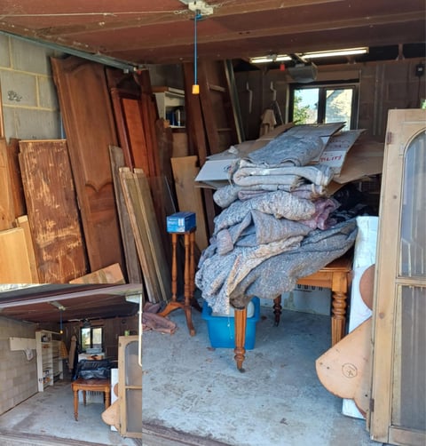 waste inside a garage in a worcester home