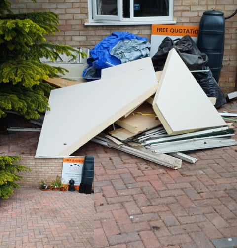 before and after pictures of general waste having been cleared from a house in warndon worcester