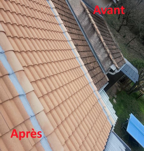 nettoyage tuile avant et après