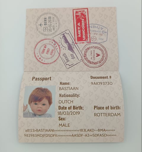 Dutch doll passport with stamps