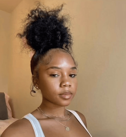 natural hair high bun