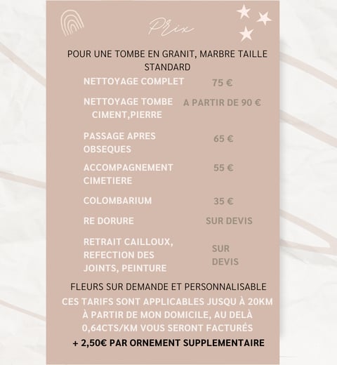 tarifs nettoyage entretien sépulture