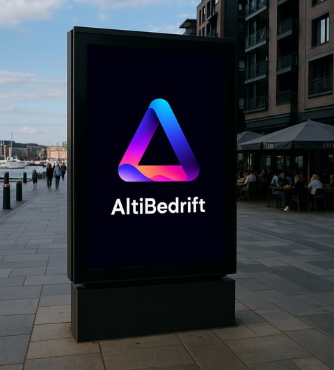 a large sign with a triangle shaped triangle