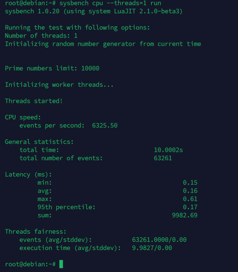 amd ryzen vps sysbench output