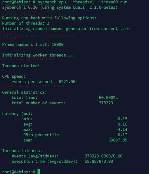 amd ryzen vps sysbench test output