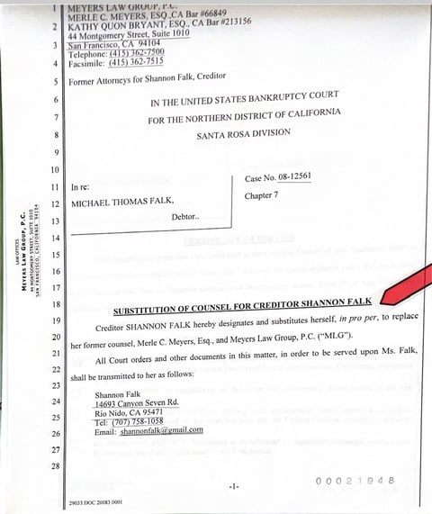 Shannon Falk not Brian Witt says who represents her