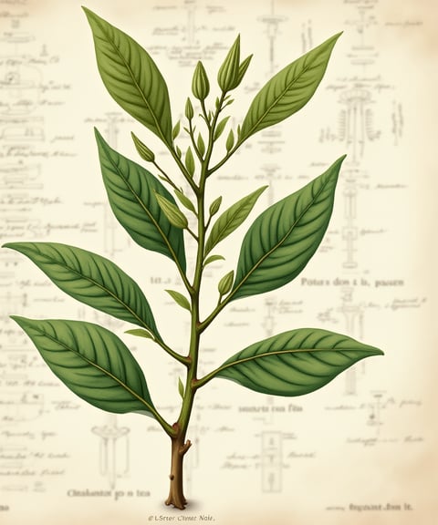 a plant with green leaves on a piece of paper