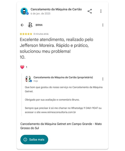 Cancelamento da Maquina Getnet em Campo Grande Mato Grosso do Sul