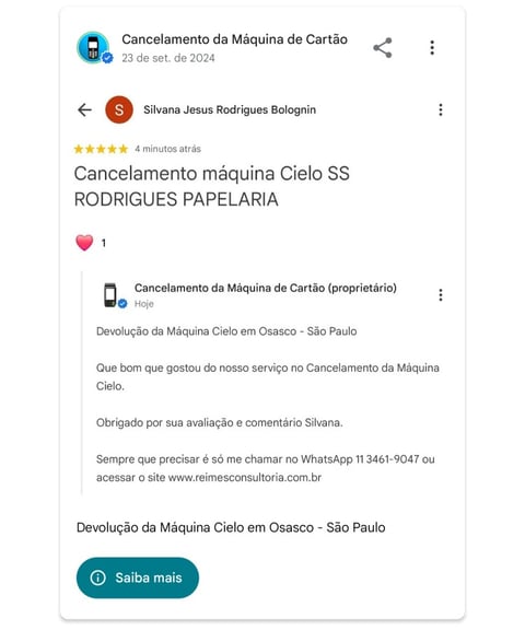 Devolucao da Maquina Cielo em Osasco Sao Paulo