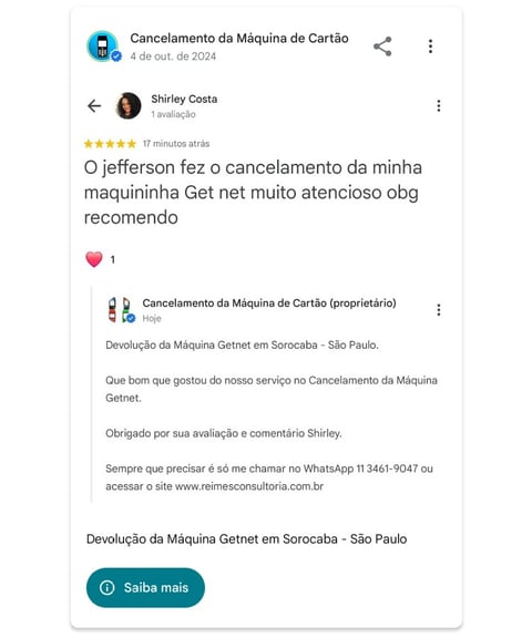 Devolucao da Maquina Getnet em Sorocaba Sao Paulo